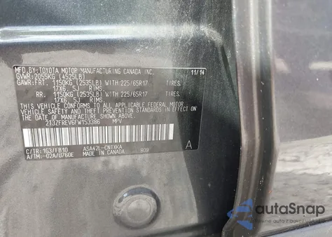 2015 Toyota Rav4 Le z USA, uszkodzony, nr VIN 2T3ZFREV6FW153386